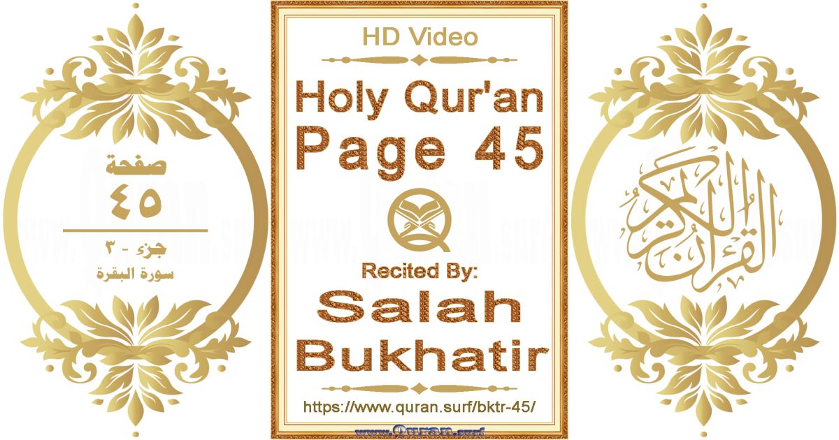 Holy Qur'an Page 045 || Reciting by Salah Bukhatir