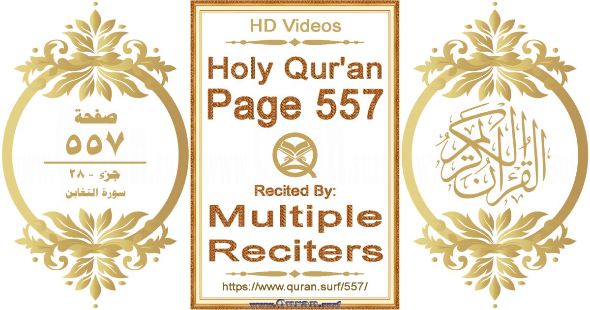 Holy Qur'an Page 557 HD videos playlist by multiple reciters