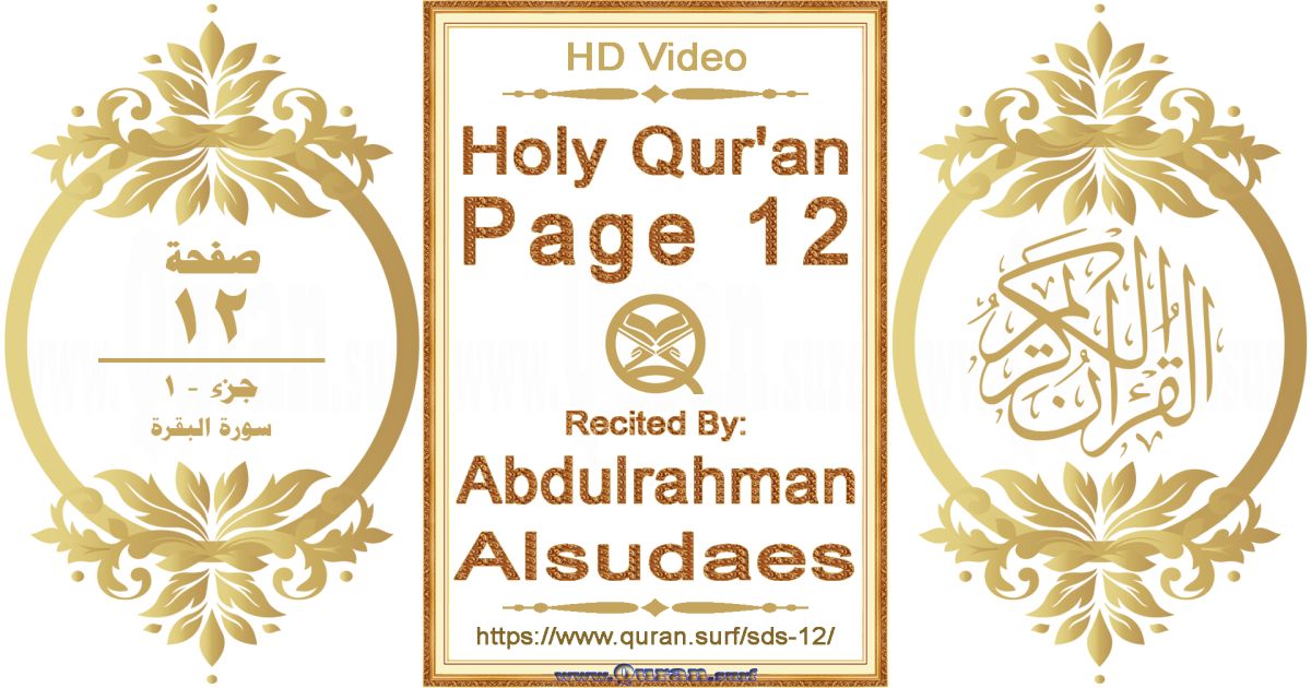 Holy Qur'an Page 012 || Reciting by Abdulrahman Alsudaes