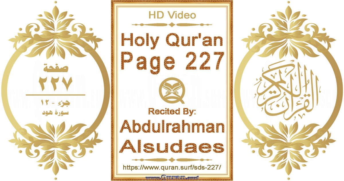 Holy Qur'an Page 227 || Reciting by Abdulrahman Alsudaes