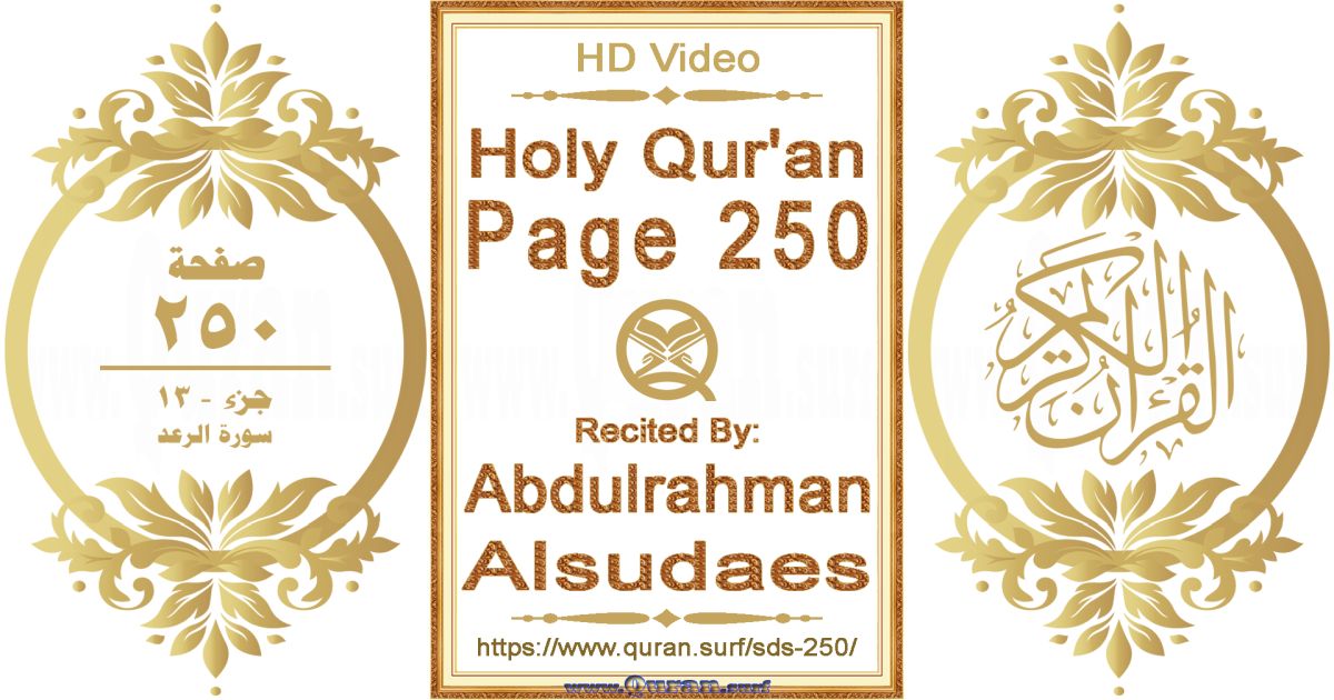 Holy Qur'an Page 250 || Reciting by Abdulrahman Alsudaes