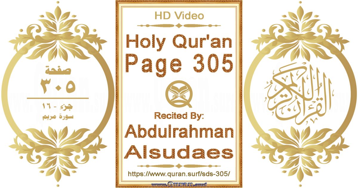 Holy Qur'an Page 305 || Reciting by Abdulrahman Alsudaes
