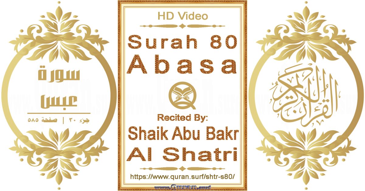 Surah 080 Abasa || Reciting by Shaik Abu Bakr Al Shatri